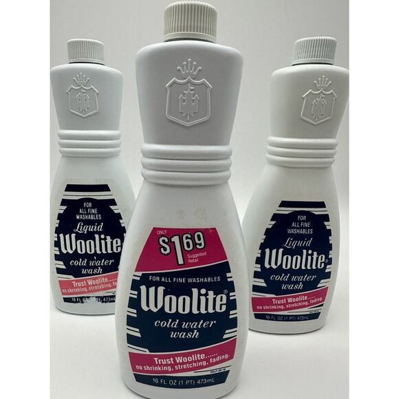 Lot Of 3 VTG 90’s WOOLITE Cold Water Wash Soap Laundry Room Prop Ad 16 Oz. Each - Picture 3 of 6